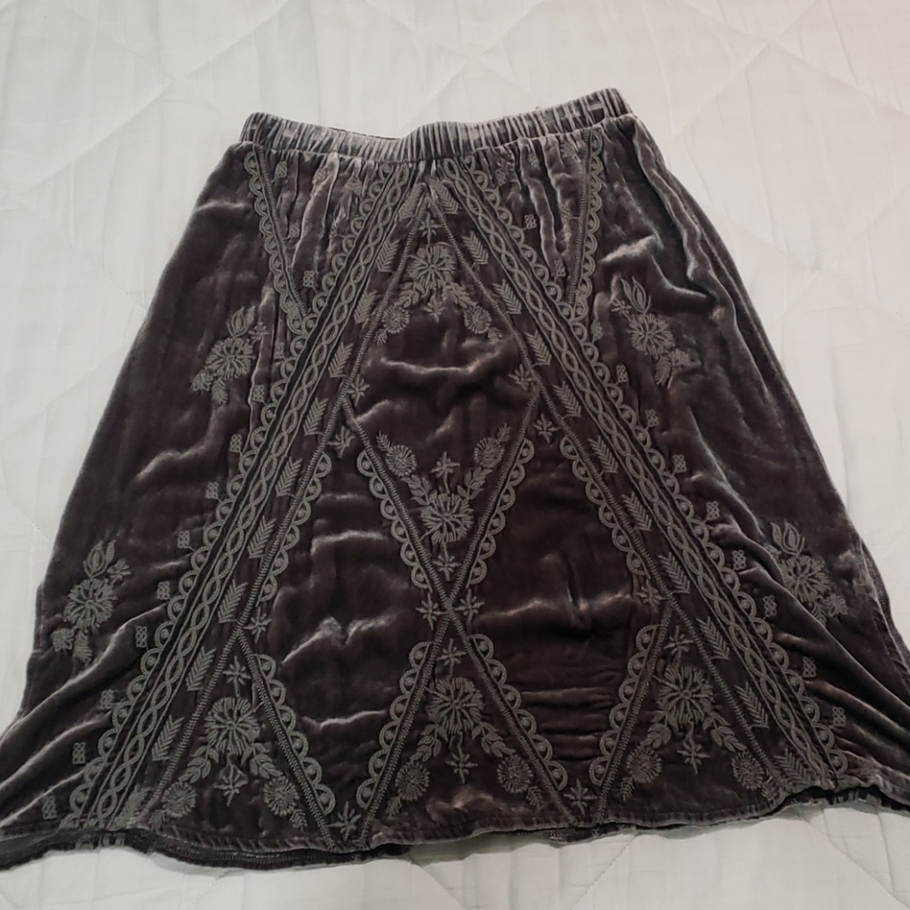 Nwt Johnny Was Embroidered Velvet Skirt Small